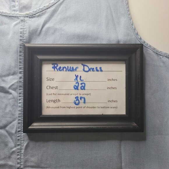 Renuar Dress Pocket Faux Denim Sleeveless Womens XL Simple Basic Blue Round Neck - Picture 6 of 11